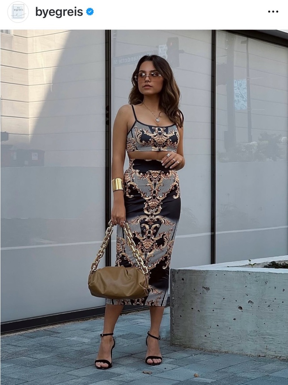 Black & Gold Baroque Midi Skirt and top by Byegris